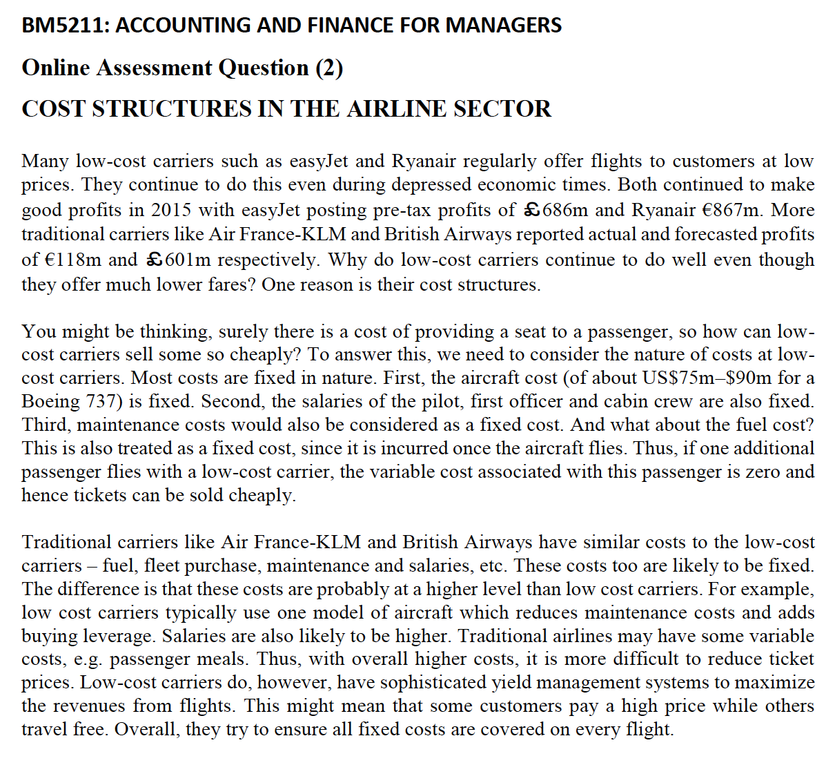 Is it possible for a passenger's variable cost to