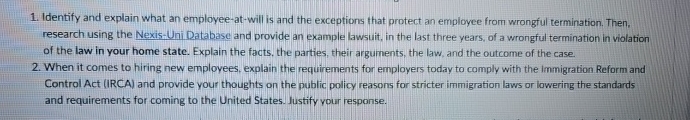 Identify and explain what an employee - at - will