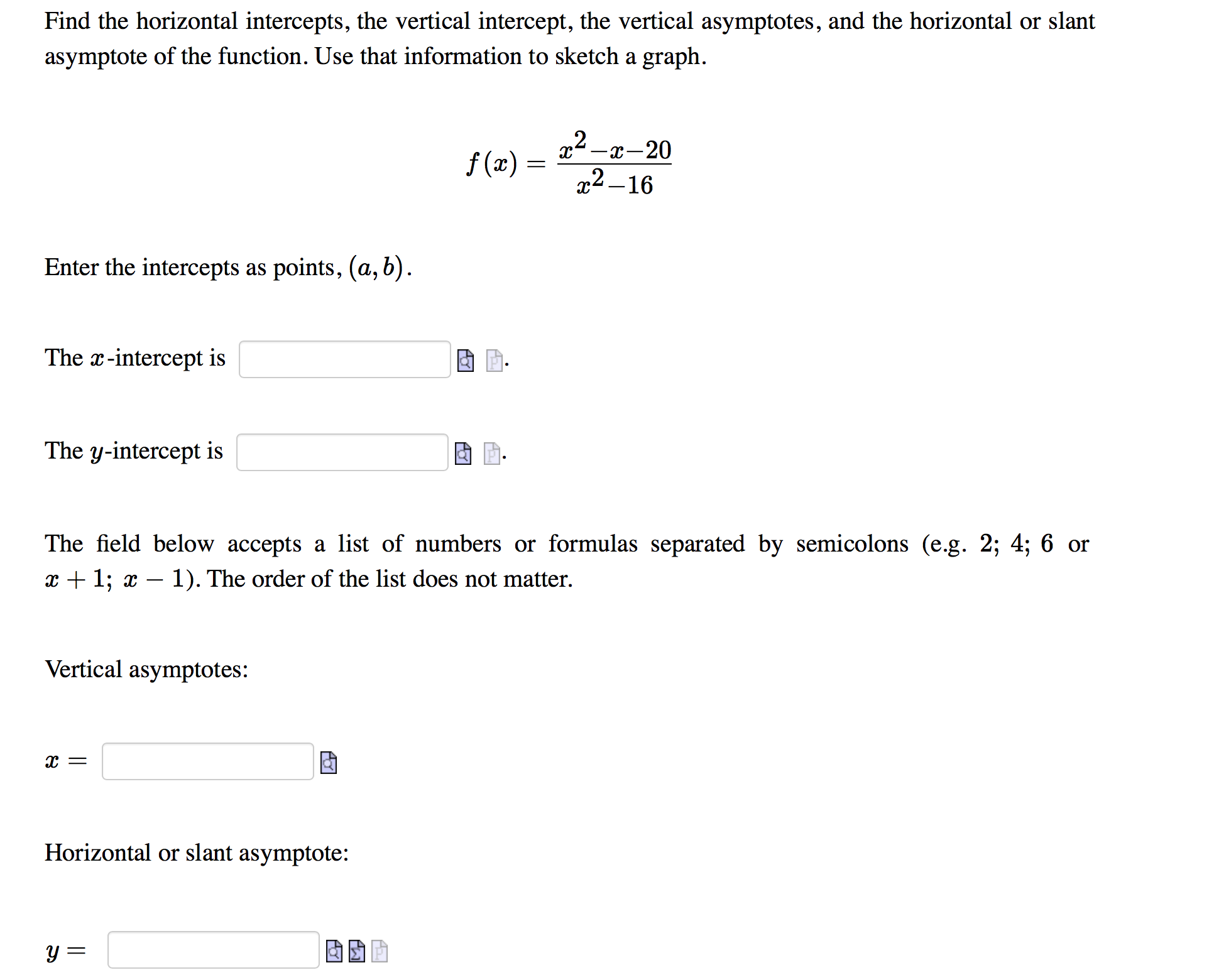 Find the horizontal intercepts, the vertical