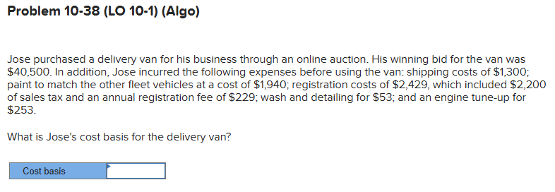 Problem 1 0 - 3 8 ( L O 1 0 - 1 ) ( A l g o )