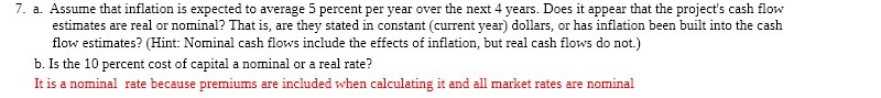 7. a. Assume that inflation is expected to