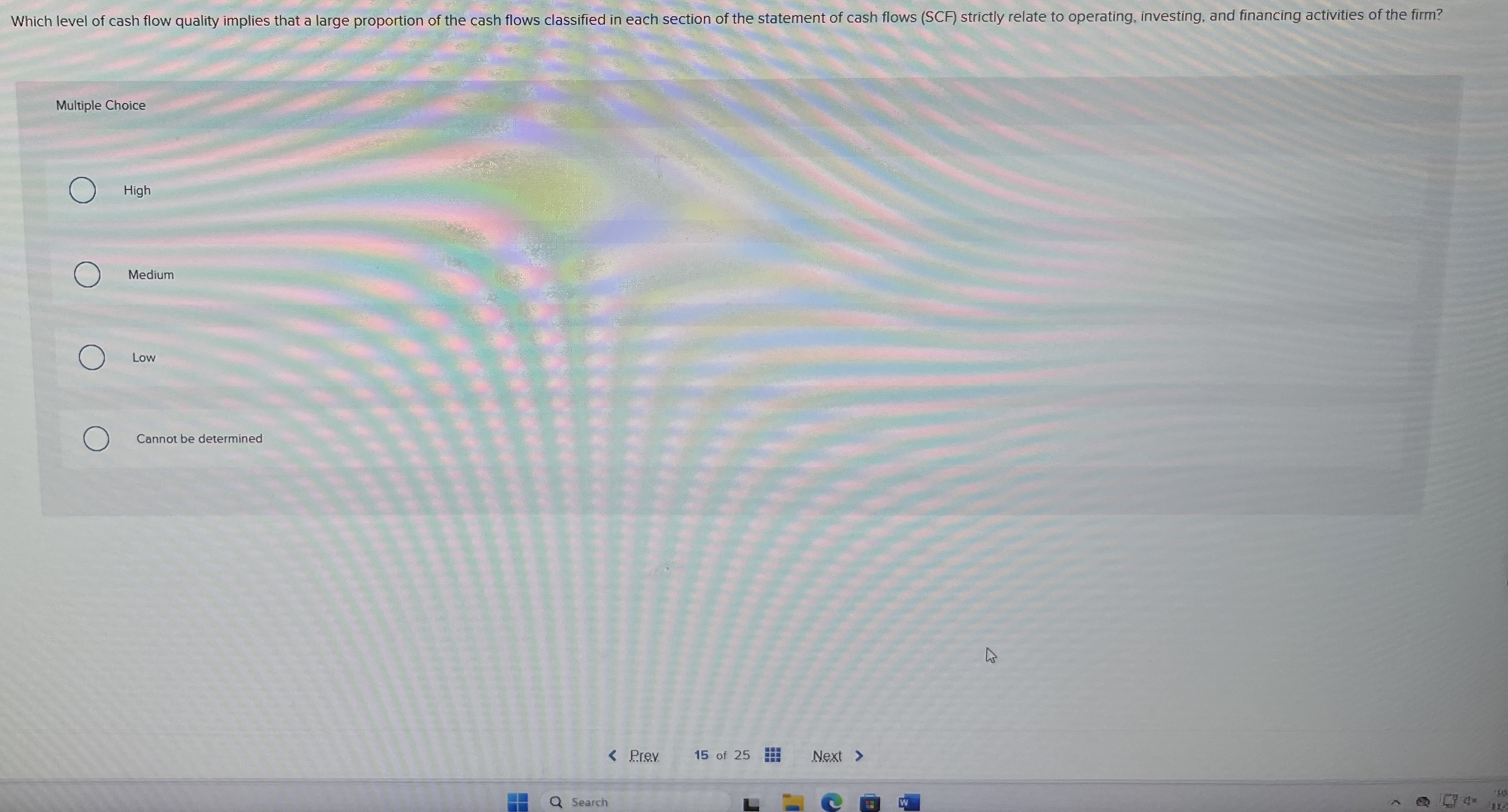 Which level of cash flow quality implies that a