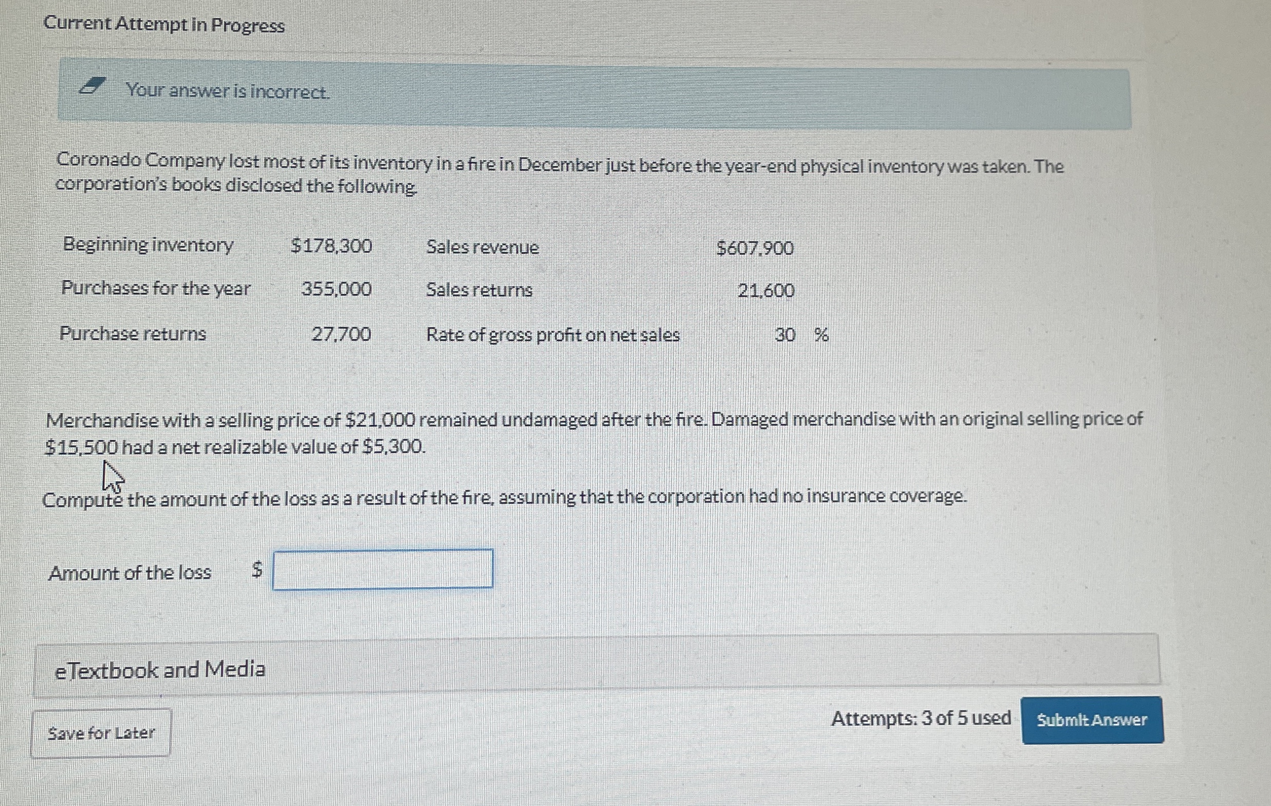 Current Attempt in Progress Your answer is