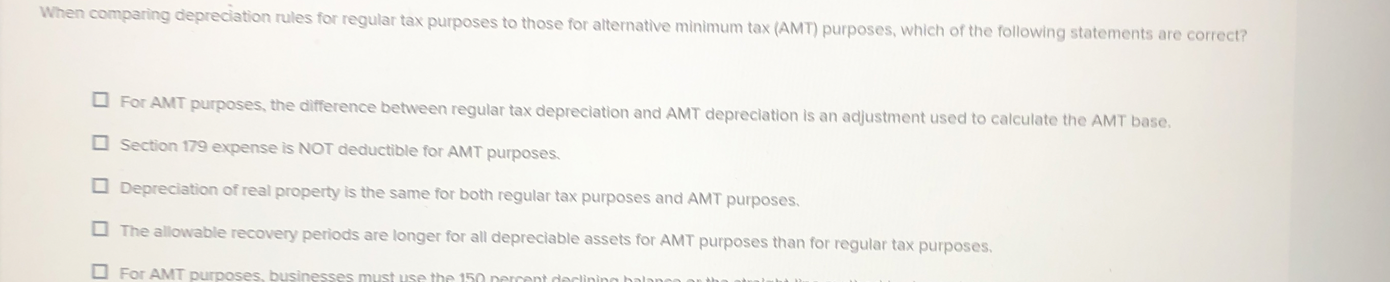 When comparing depreciation rules for regular tax