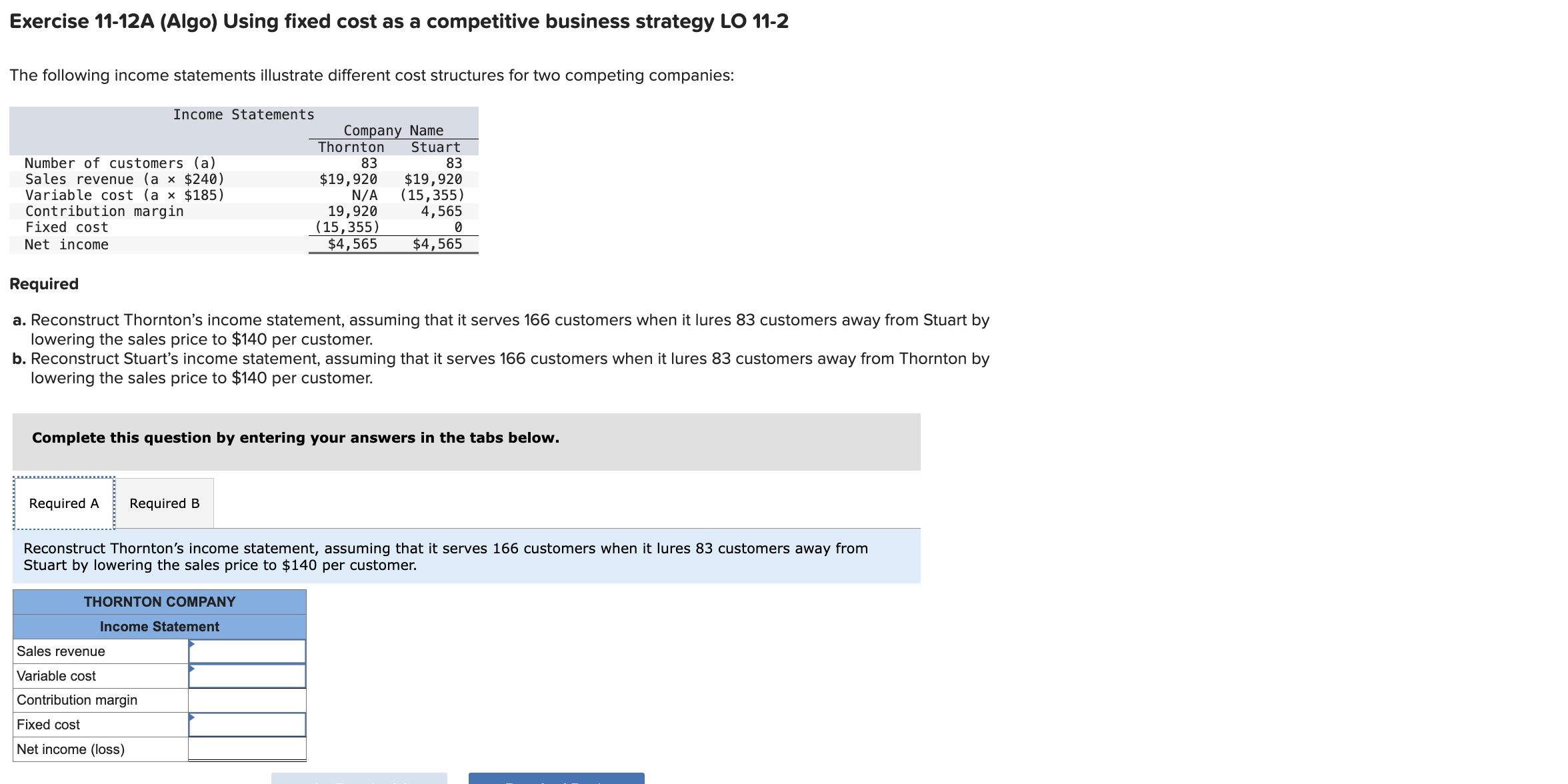 Exercise 1 1 - 1 2 A ( Algo ) Using fixed cost as