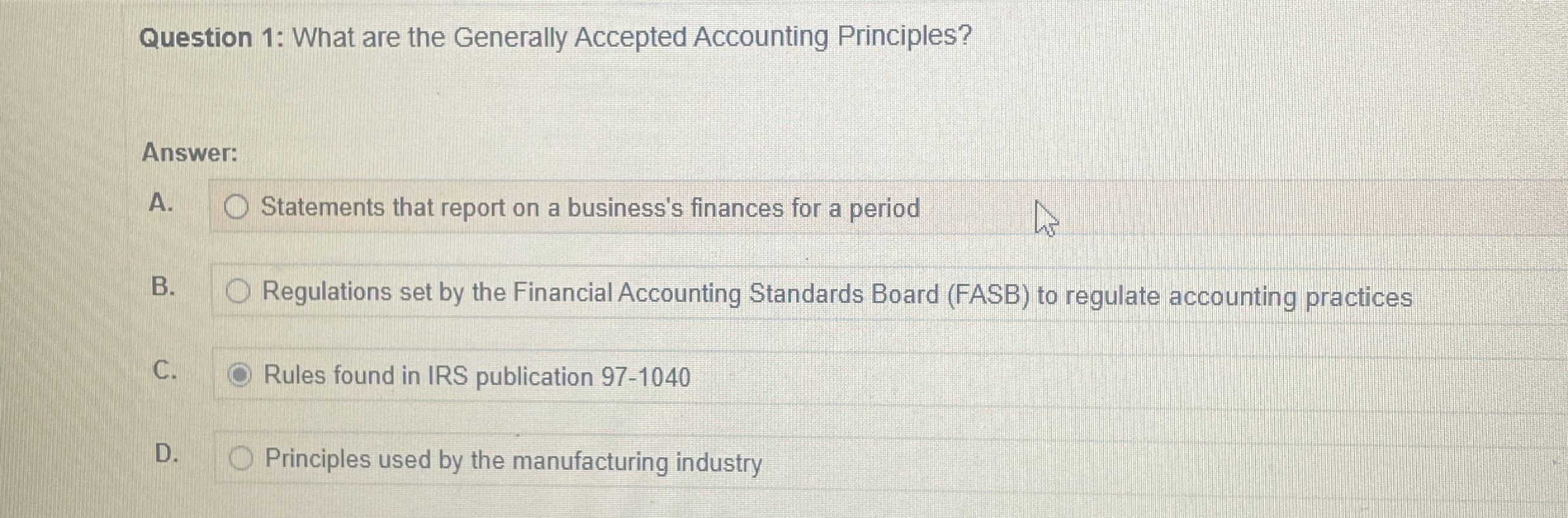 Question 1 : What are the Generally Accepted