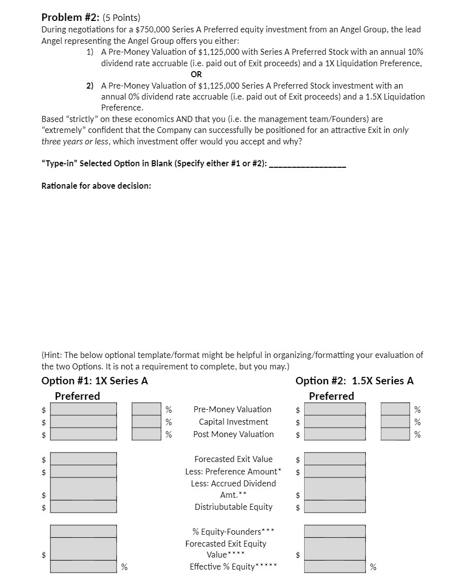 Problem #2: (5 Points) During negotiations for a