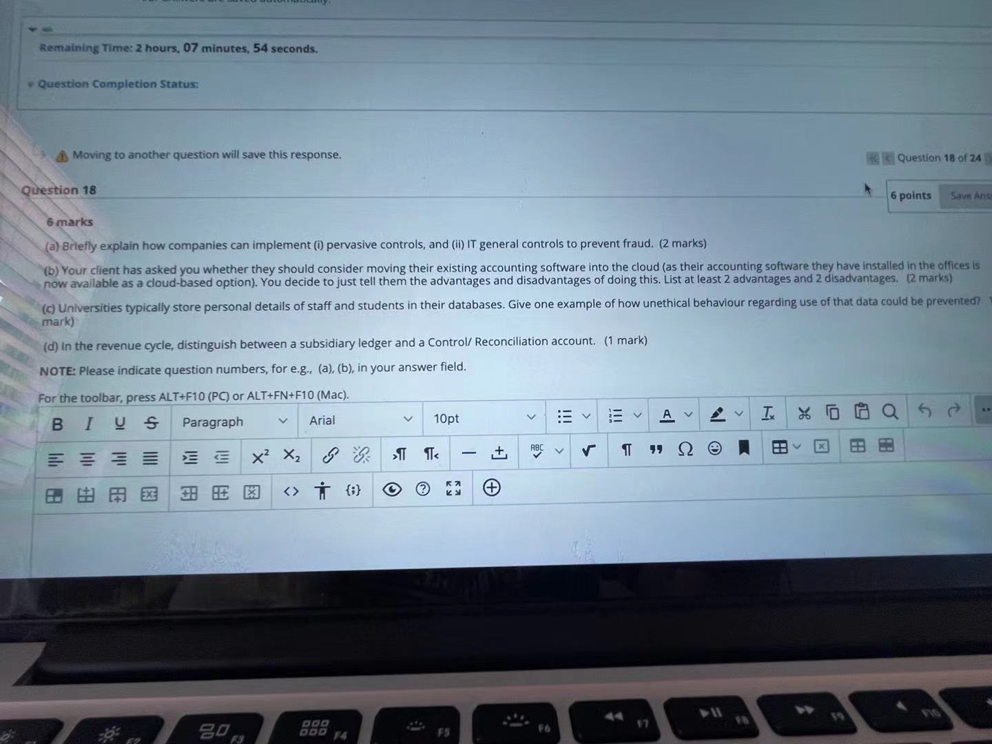 Remaining Time: 2 hours, 07 minutes, 54 seconds.