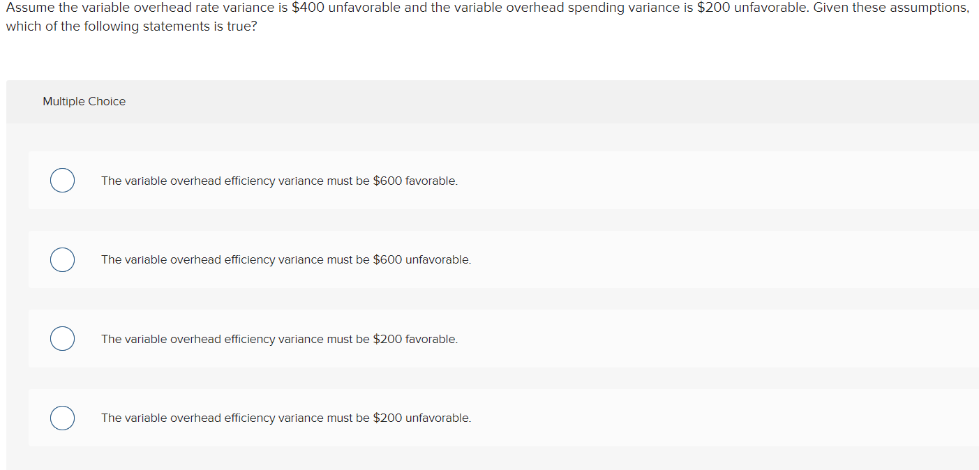 Assume the variable overhead rate variance is