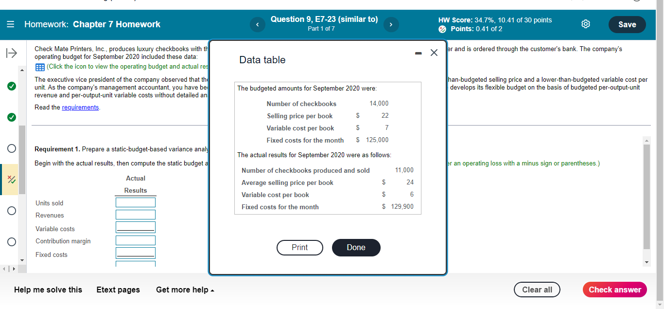 Homework: Chapter 7 Homework Question 9, E7-23