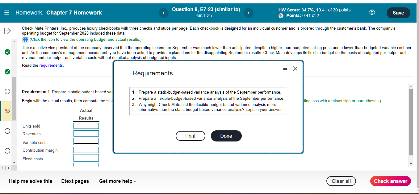 Homework: Chapter 7 Homework Question 9, E7-23