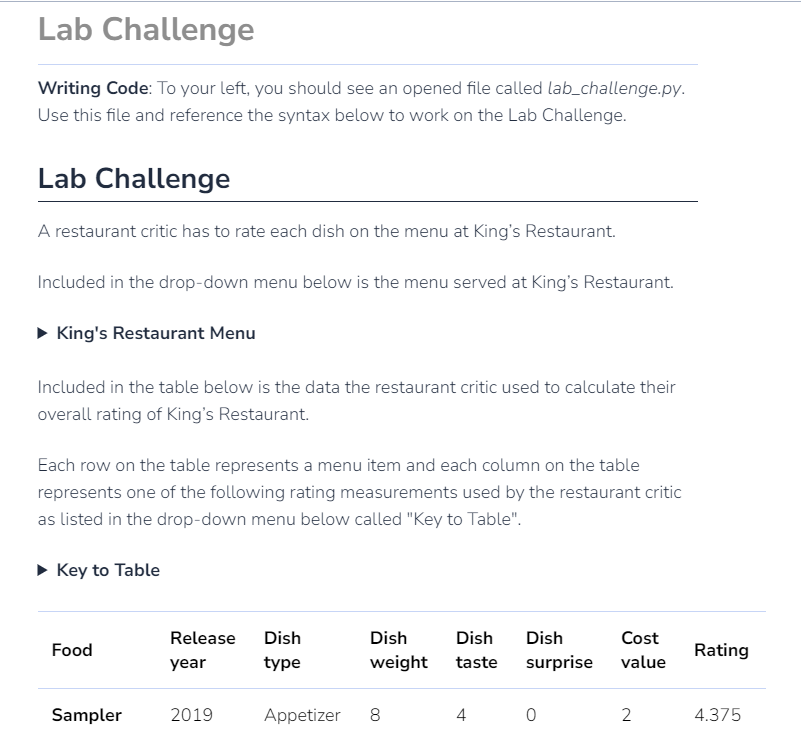 Lab Challenge Writing Code: To your left, you
