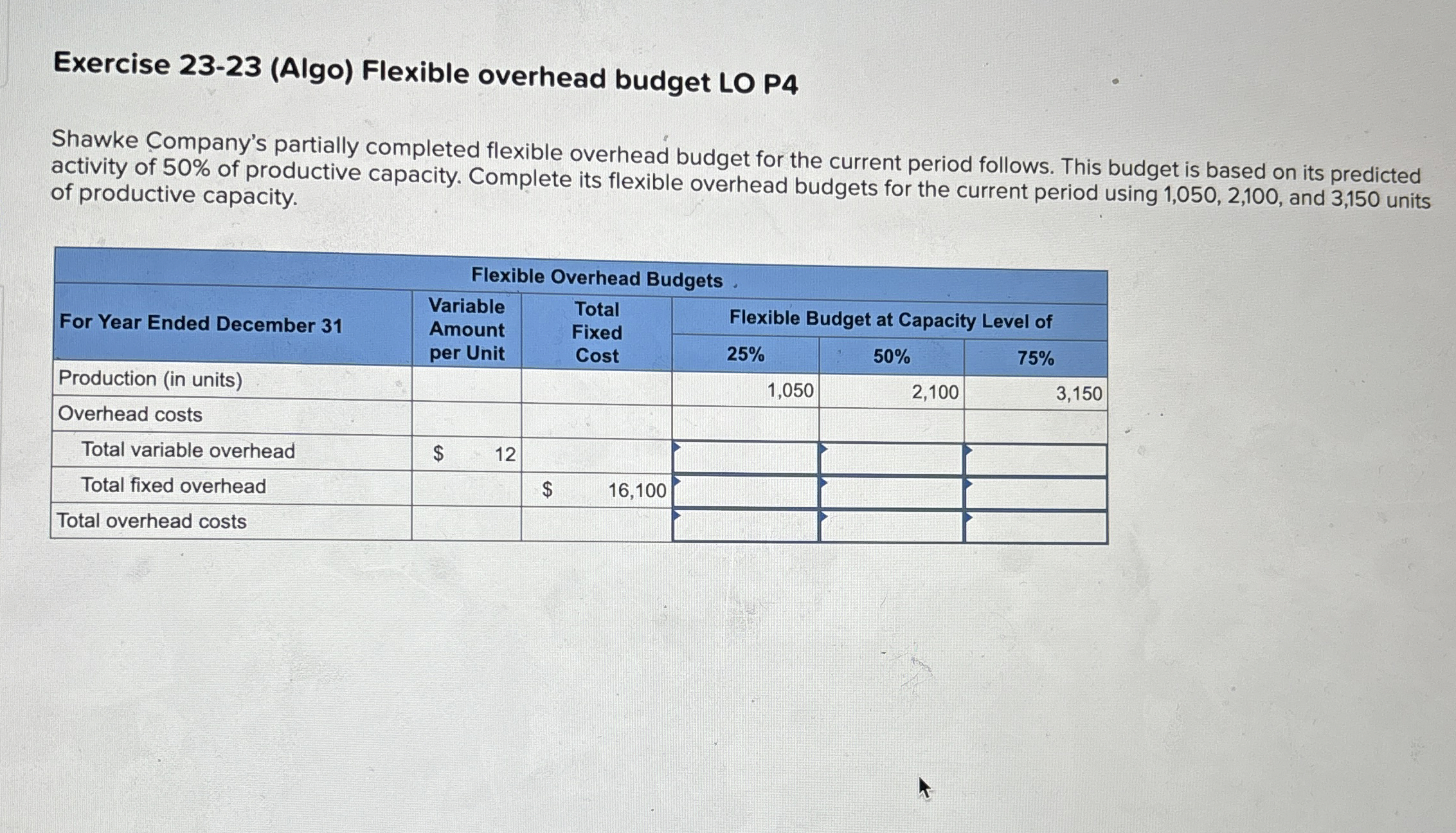 Exercise 2 3 - 2 3 ( Algo ) Flexible overhead