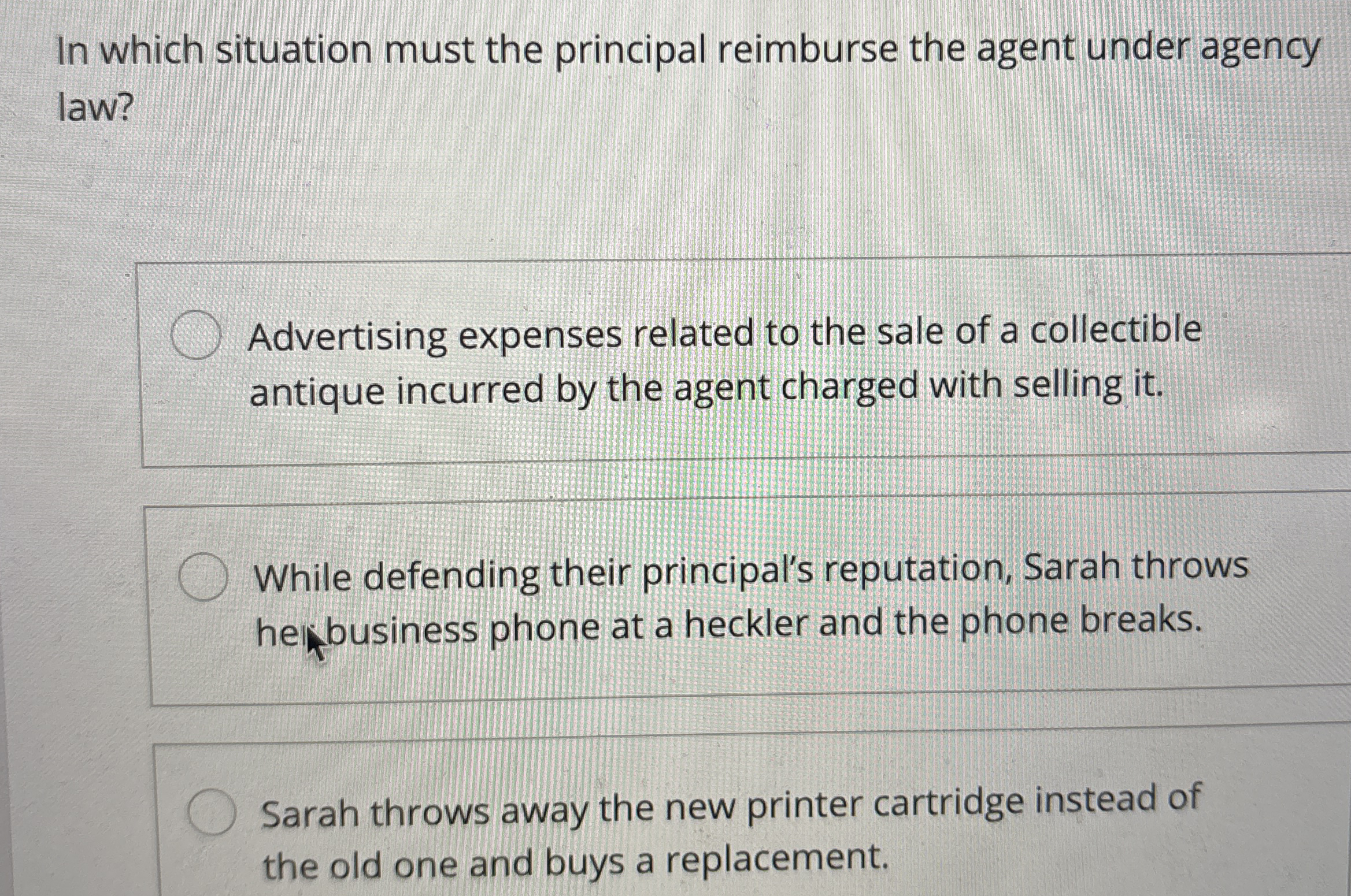 In which situation must the principal reimburse