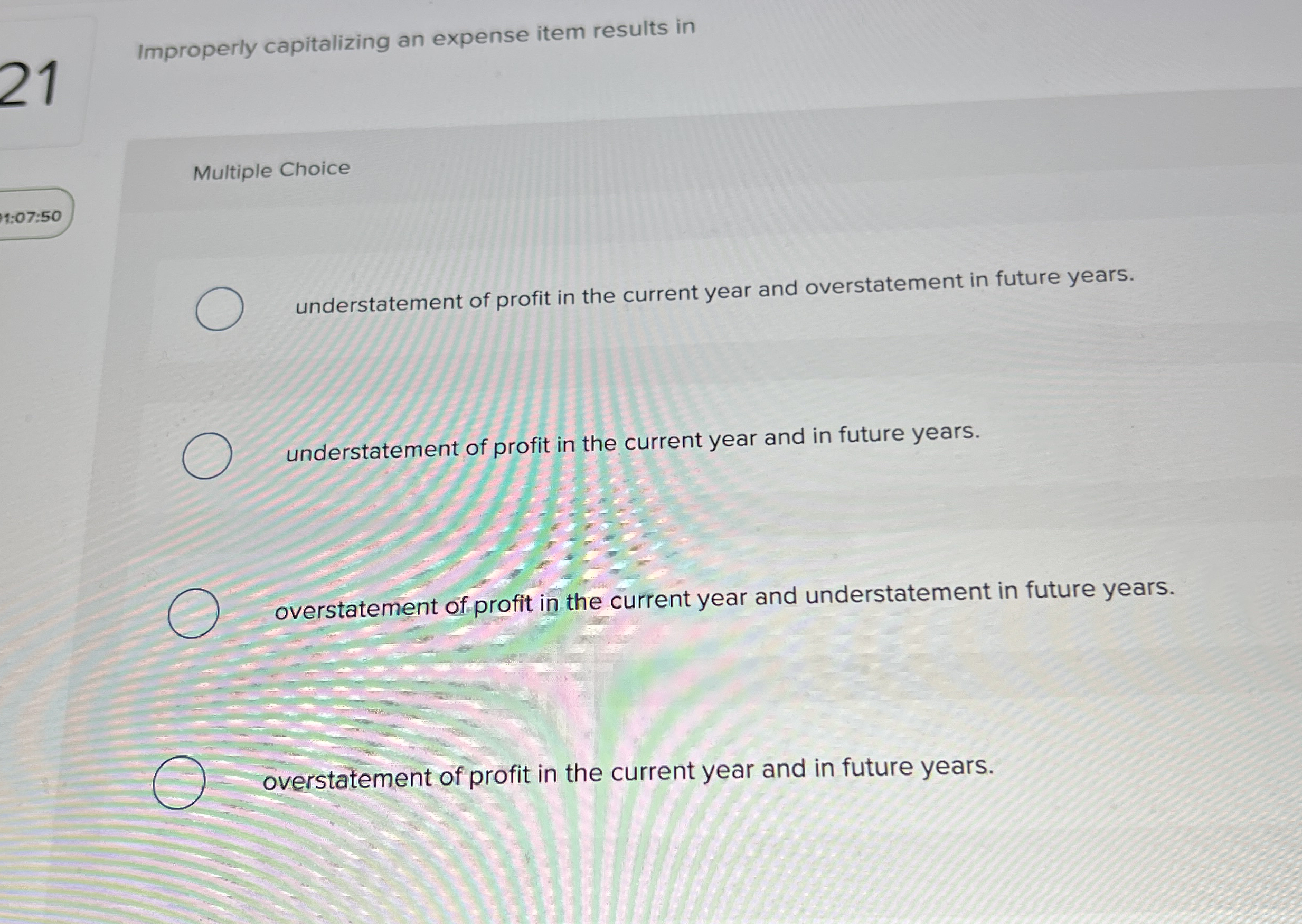 Improperly capitalizing an expense item results