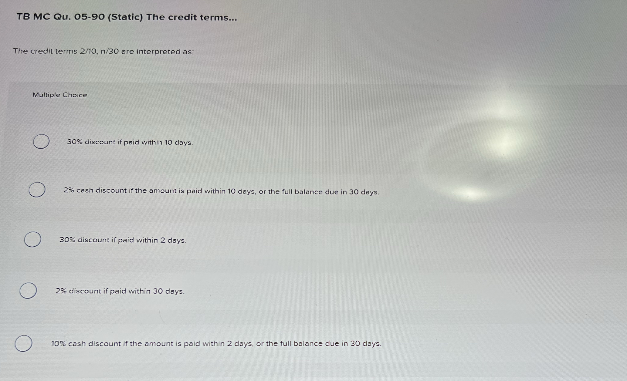 TB MC Qu . 0 5 - 9 0 ( Static ) The credit