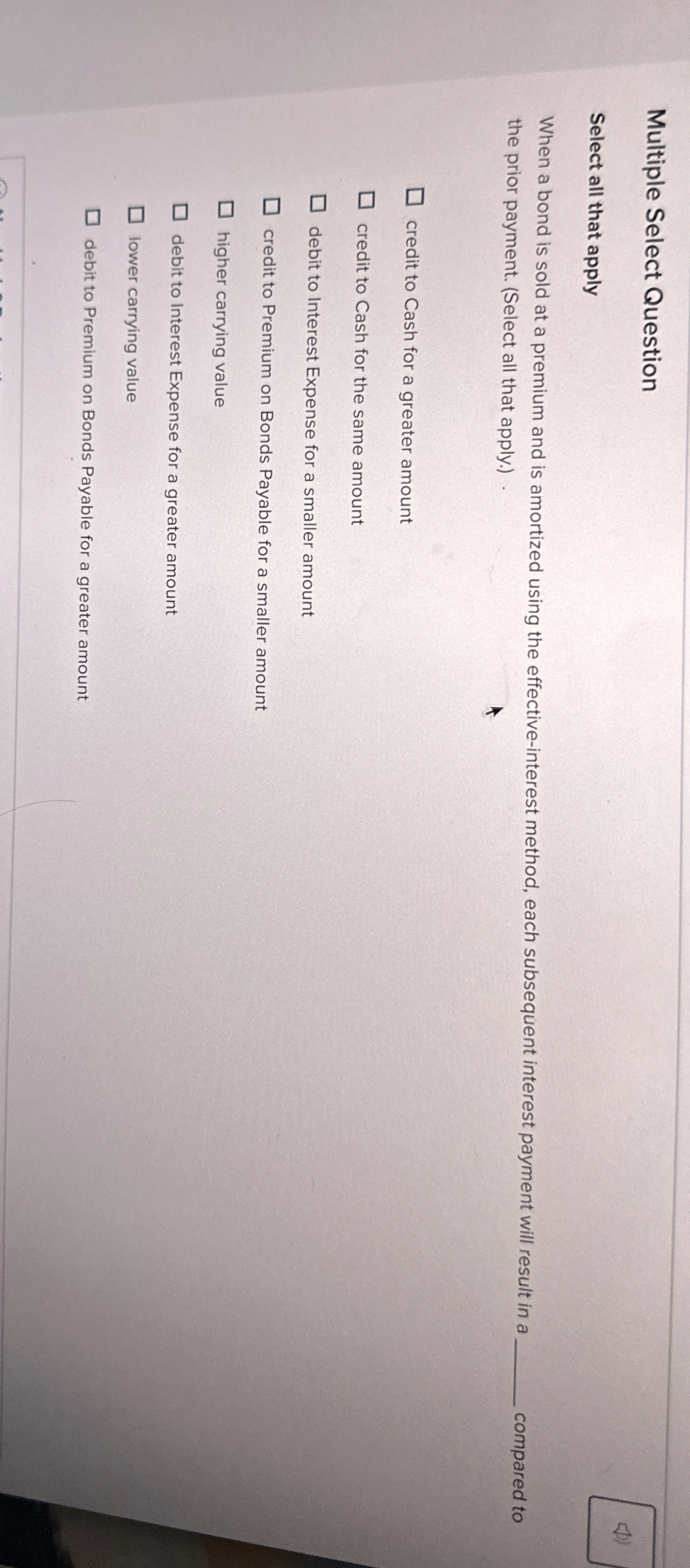 Multiple Select Question Select all that apply