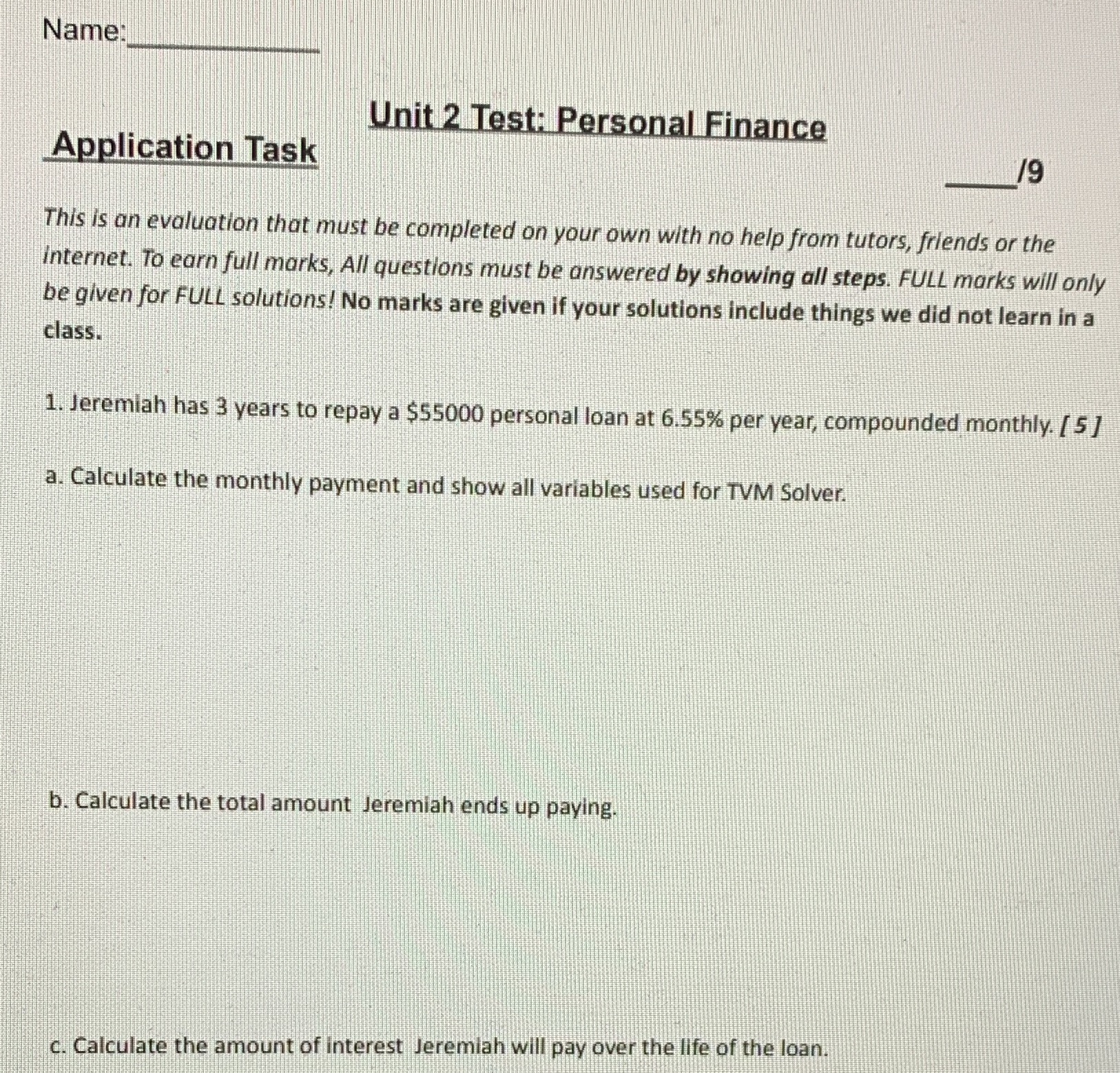 Name: Unit 2 Test: Personal Finance Application
