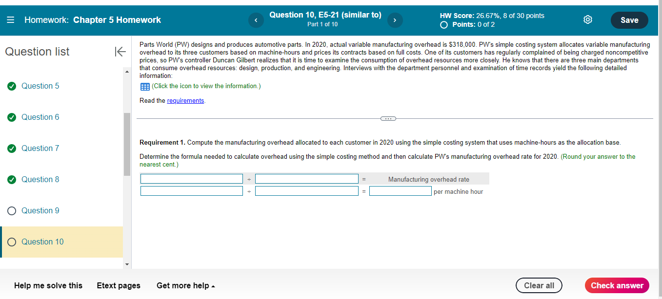 = Homework: Chapter 5 Homework Question 10, E5-21