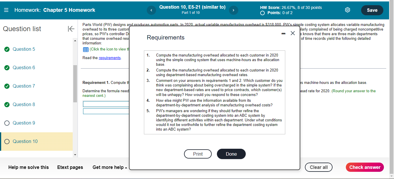 = Homework: Chapter 5 Homework Question 10, E5-21