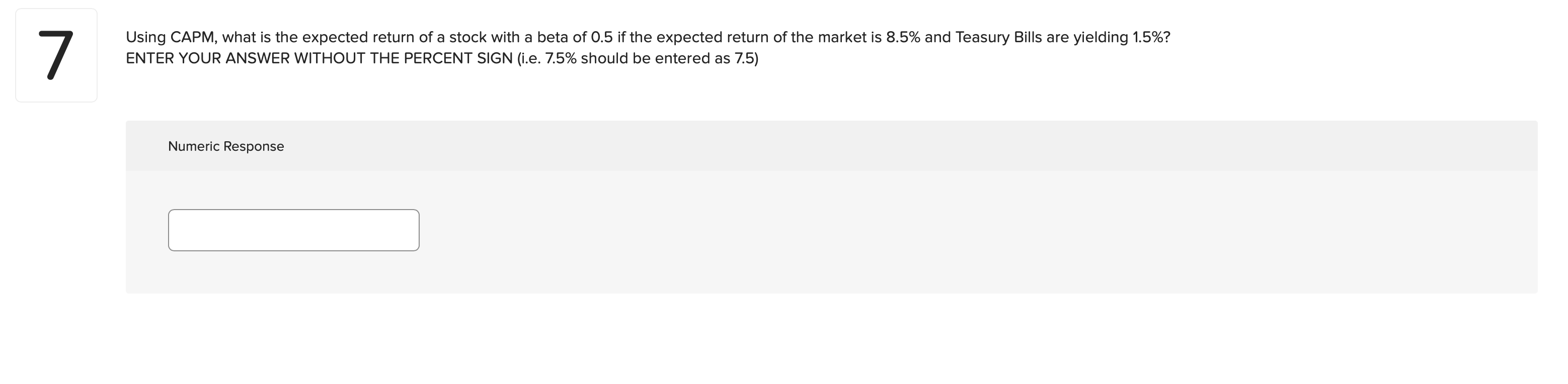 Using CAPM, what is the expected return of a