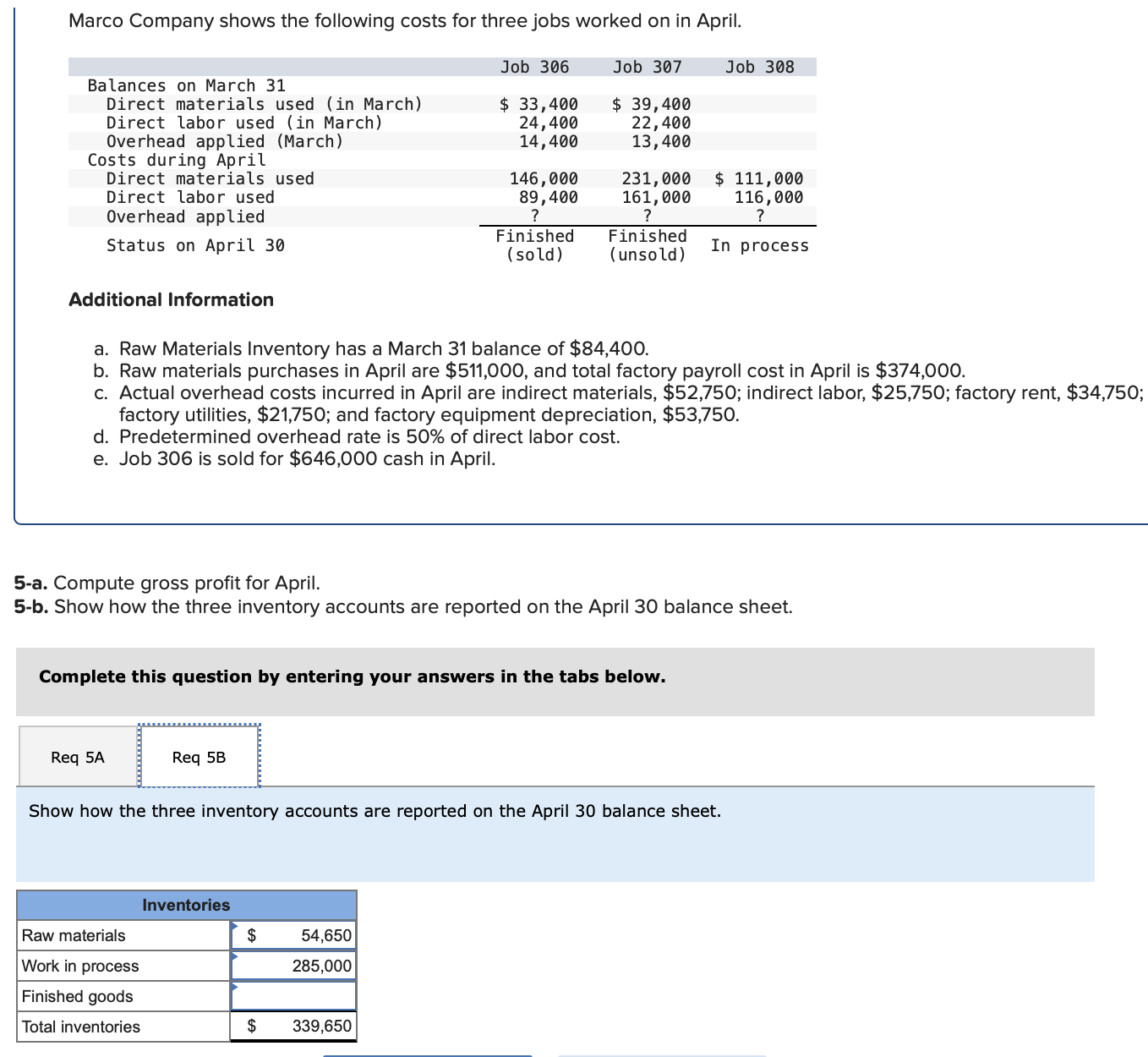 Marco Company shows the following costs for three