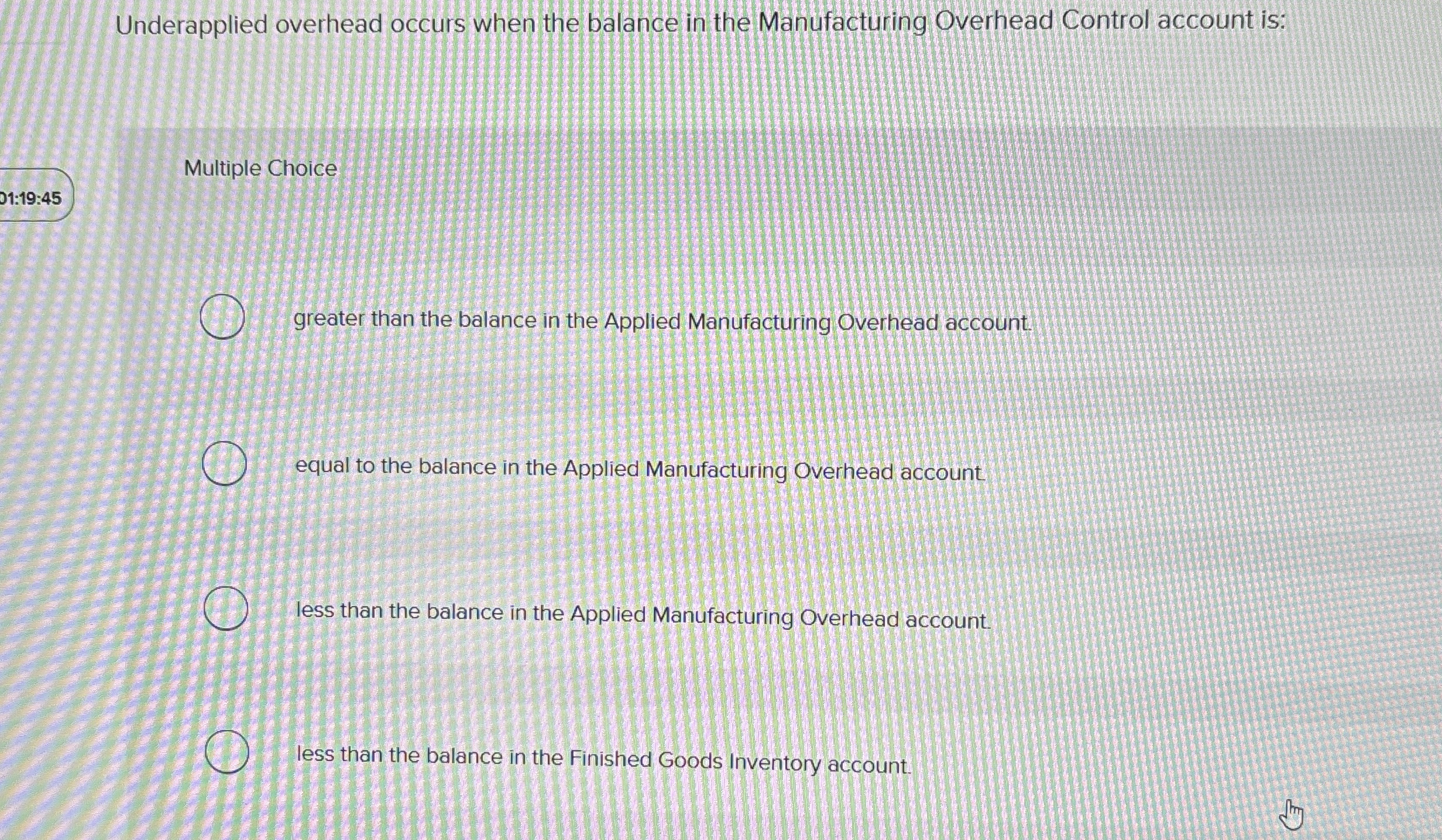 Underapplied overhead occurs when the balance in