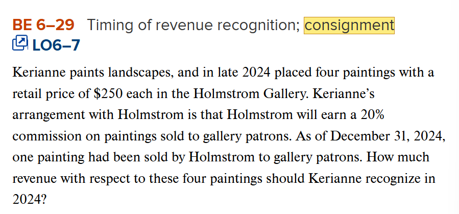 BE 6 - 2 9 Timing of revenue recognition;