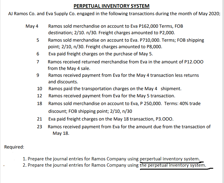 PERPETUAL INVENTORY SYSTEM AJ Ramos Co. and Eva