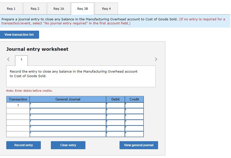 REQ 1, 3B, and 4 entry options: No journal entry
