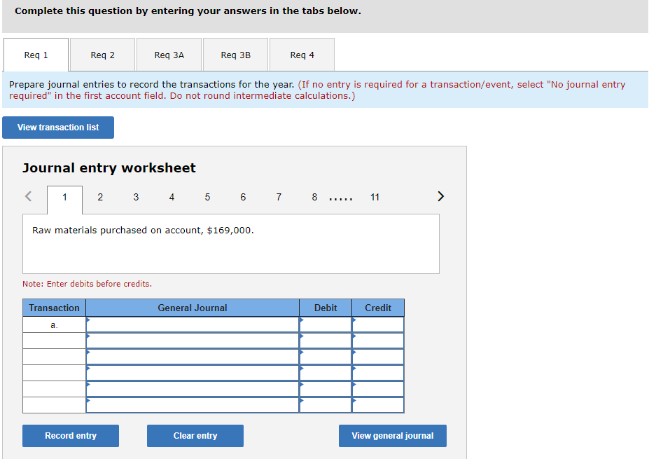 REQ 1, 3B, and 4 entry options: No journal entry