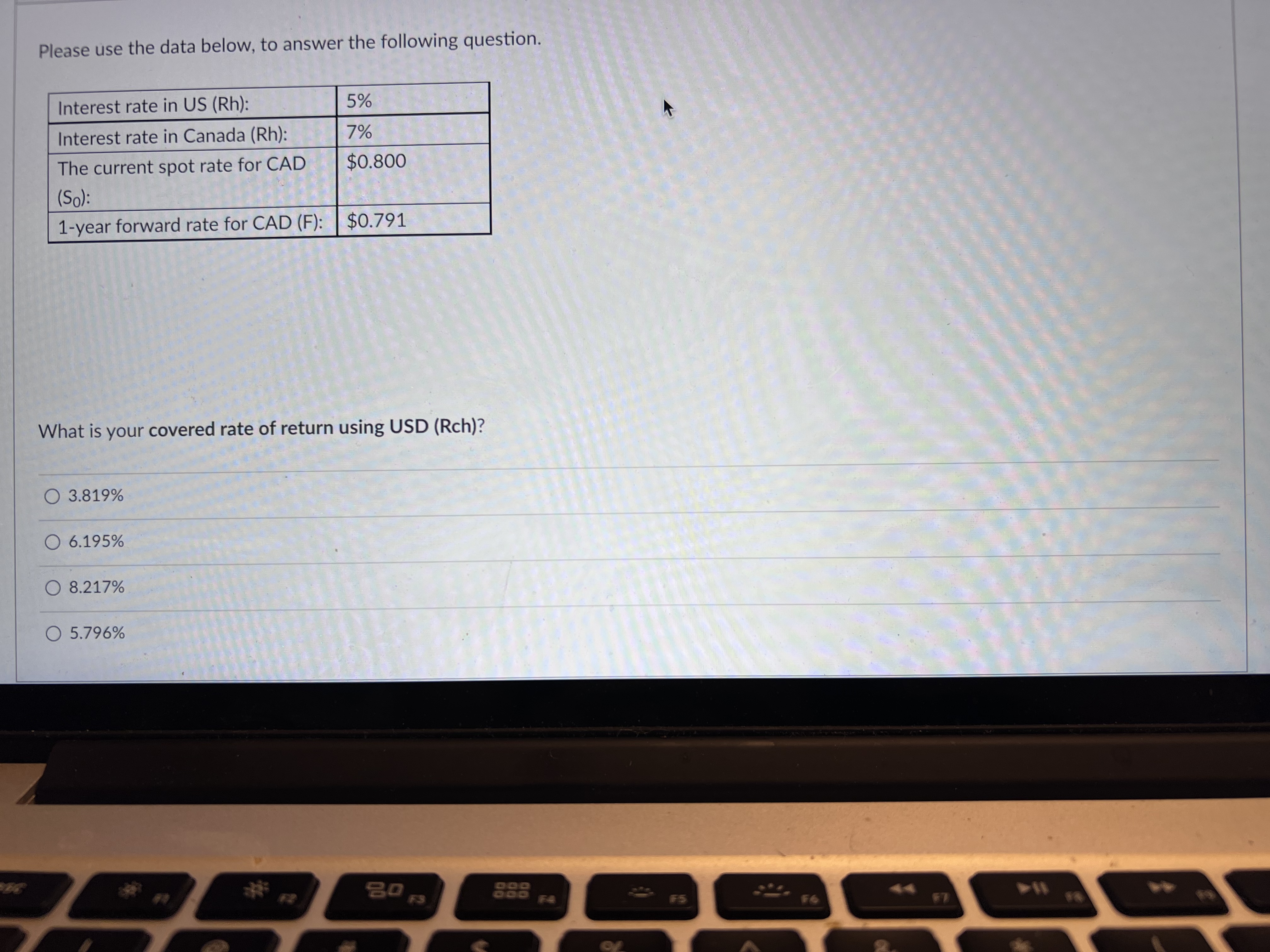Question 4 10 pts The table below presents quotes