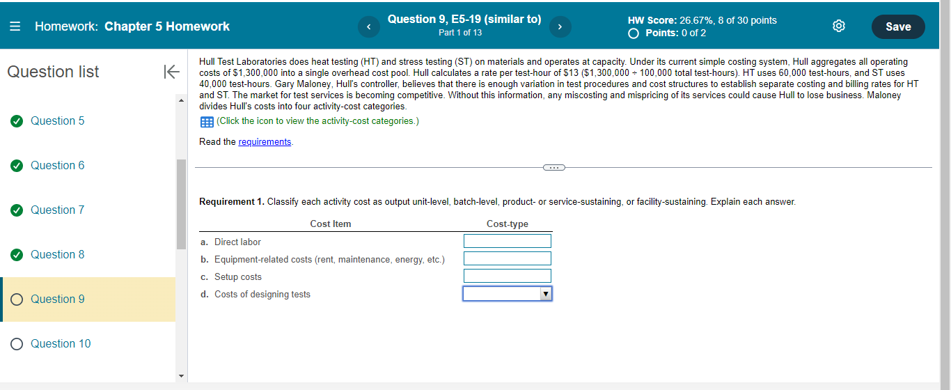 = Homework: Chapter 5 Homework Question 9, E5-19