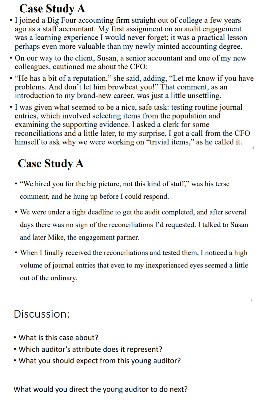 Case Study A ' I joined a Big Four