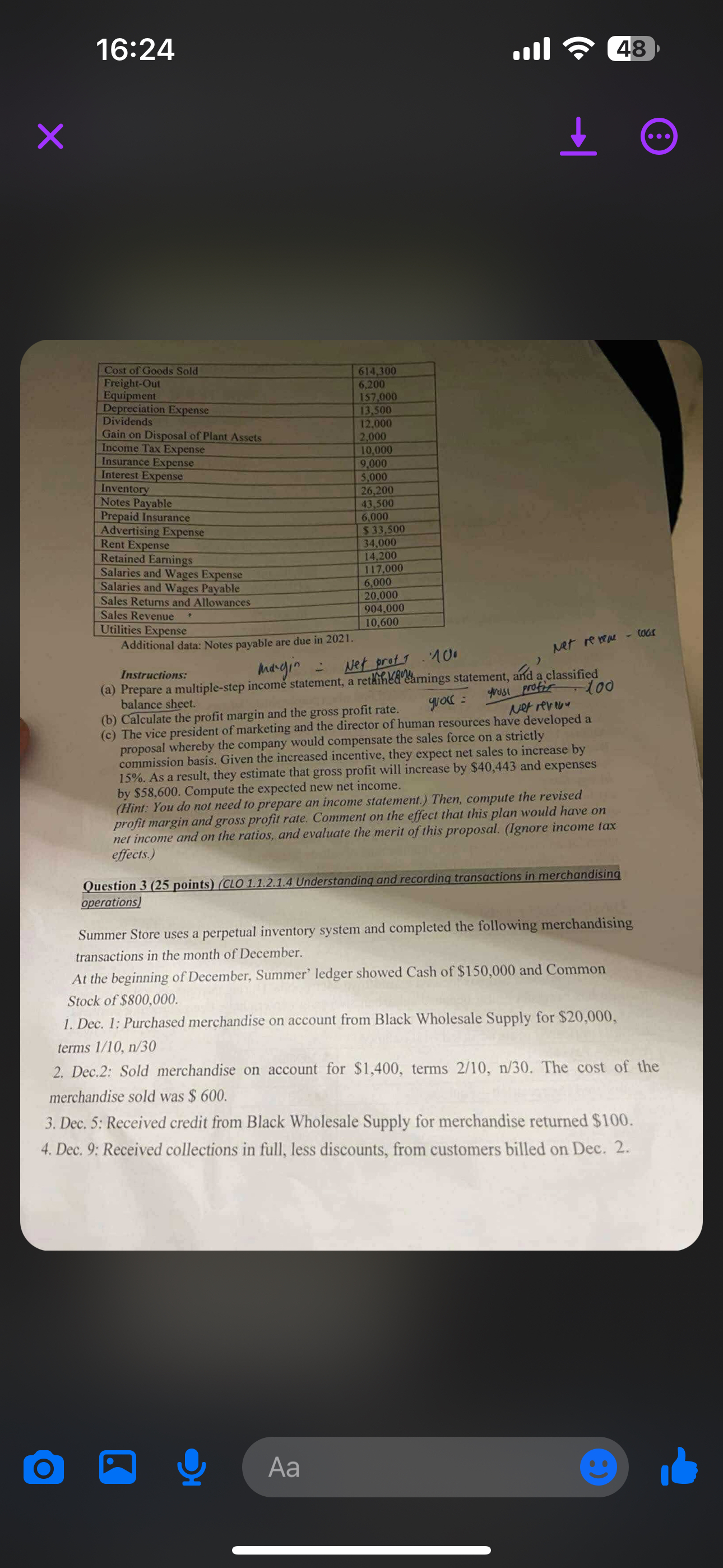 1 6 : 2 4 4 8 \ table [ [ Cost of Goods Sold, 6 1