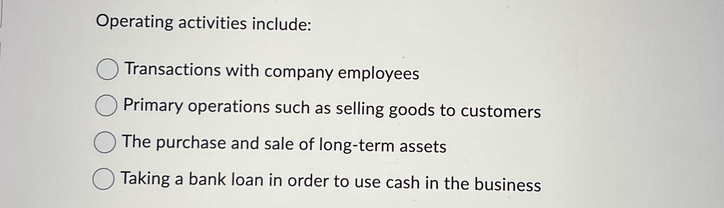 Operating activities include: Transactions with