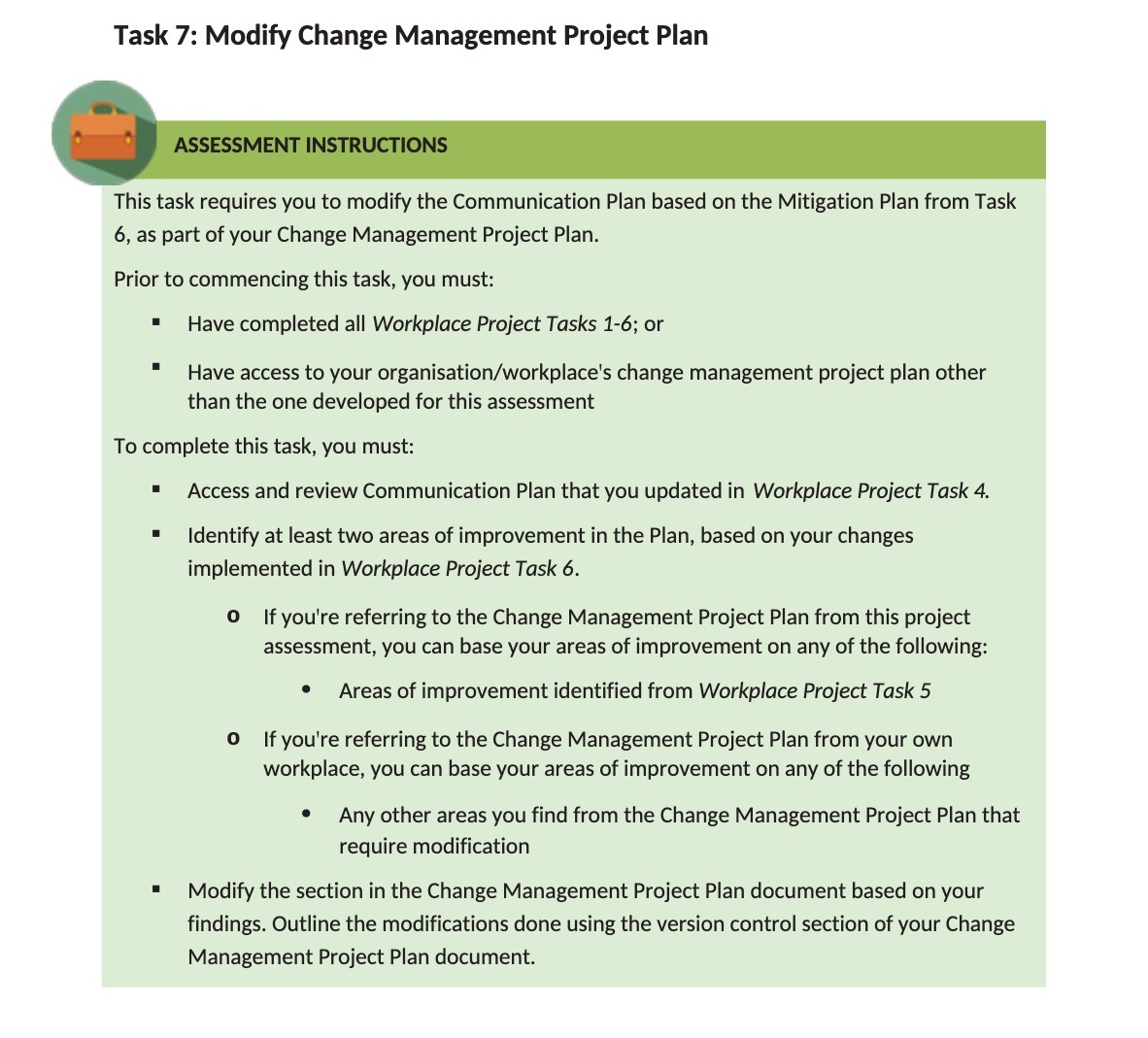Task 7: Modify Change Management Project Plan