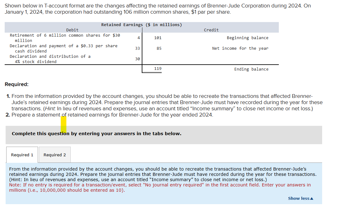 Shown below in T - account format are the changes