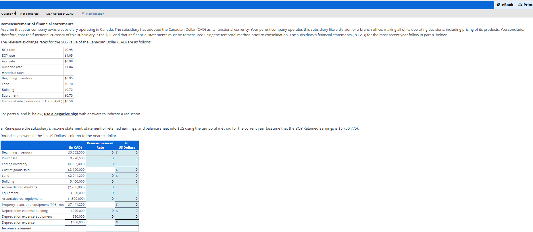 eBook _ Print Question 4 Not complete Marked out