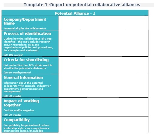 Template 1 -Report on potential collaborative