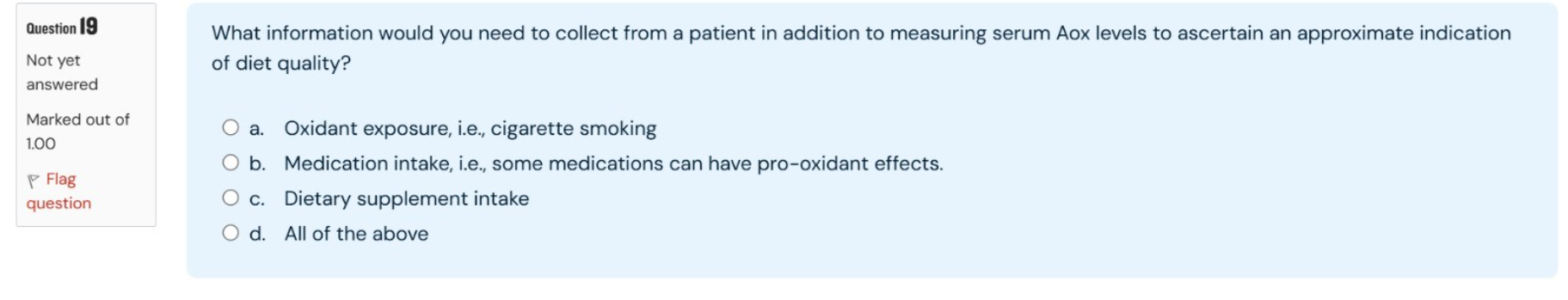 answ Question 19 What information would you need