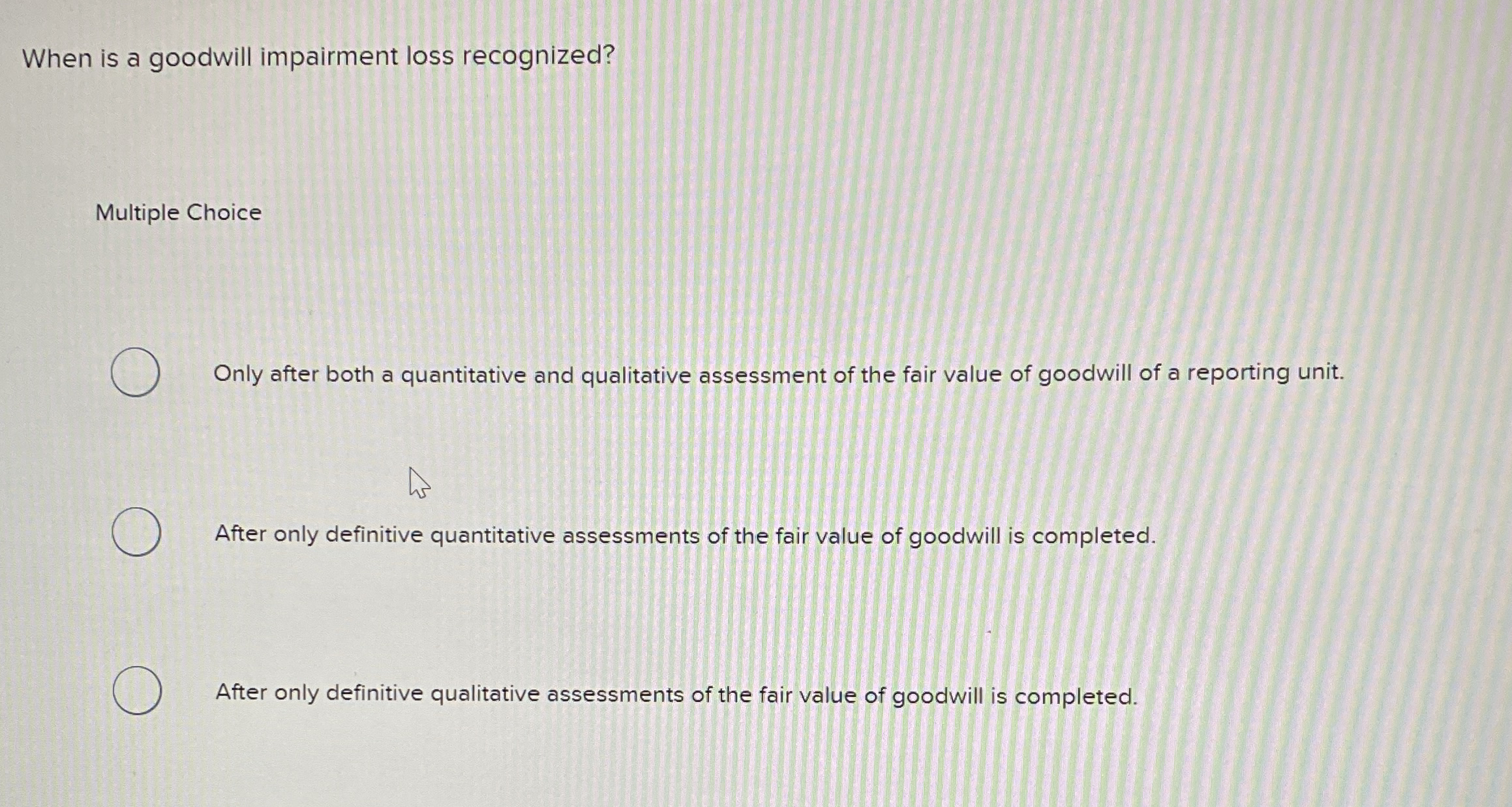When is a goodwill impairment loss recognized?