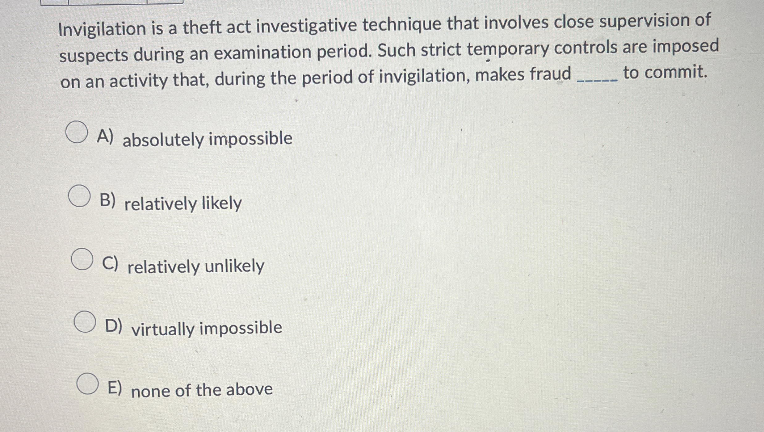 Invigilation is a theft act investigative