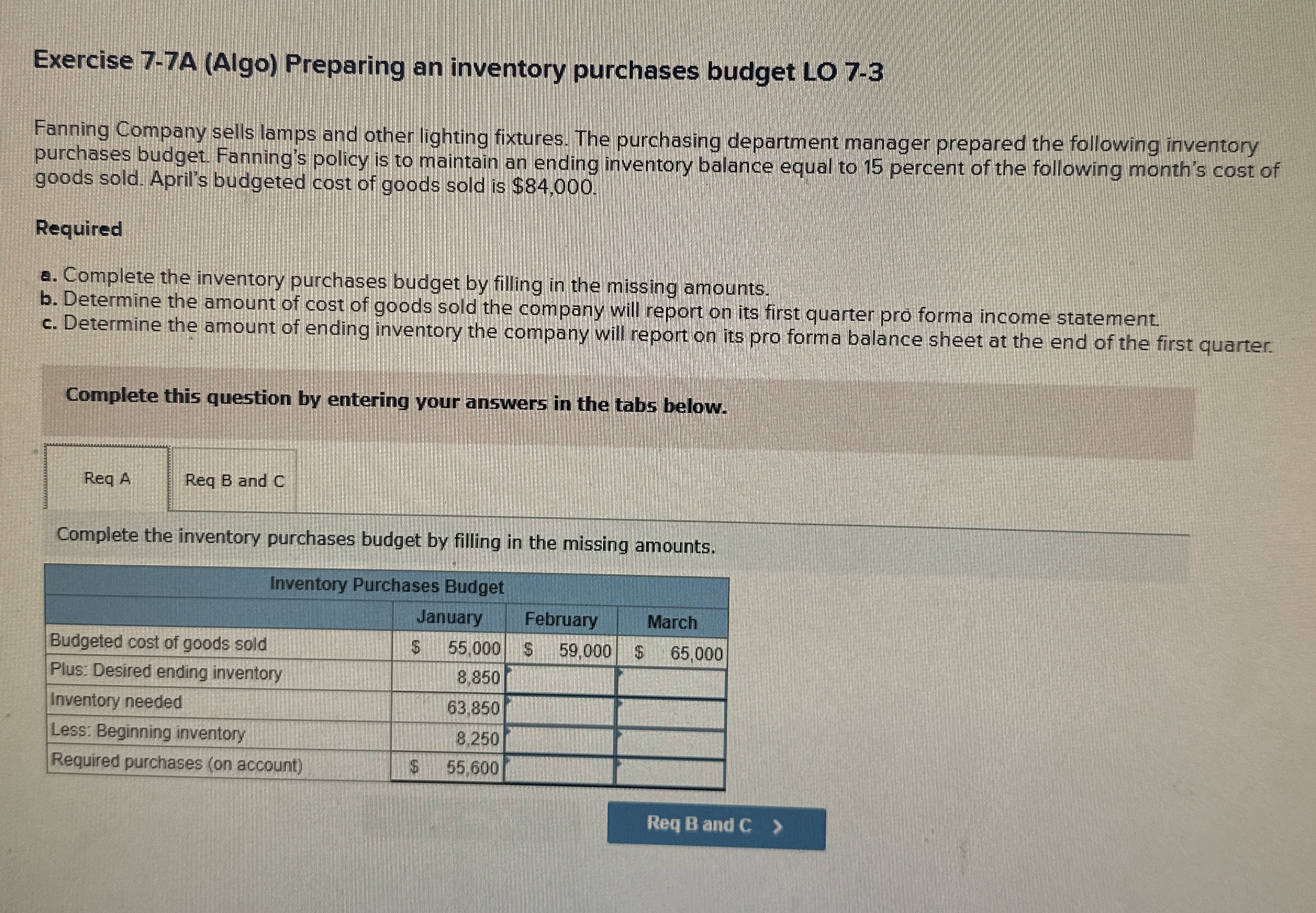 Exercise 7 - 7 A ( Algo ) Preparing an inventory