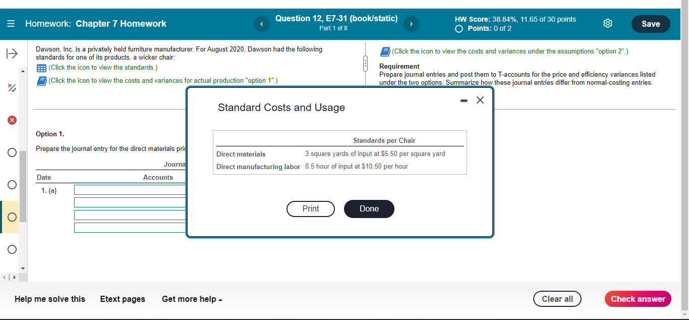 Homework: Chapter 7 Homework Question 12, E7-31