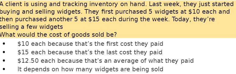 A client is using and tracking inventory on hand.