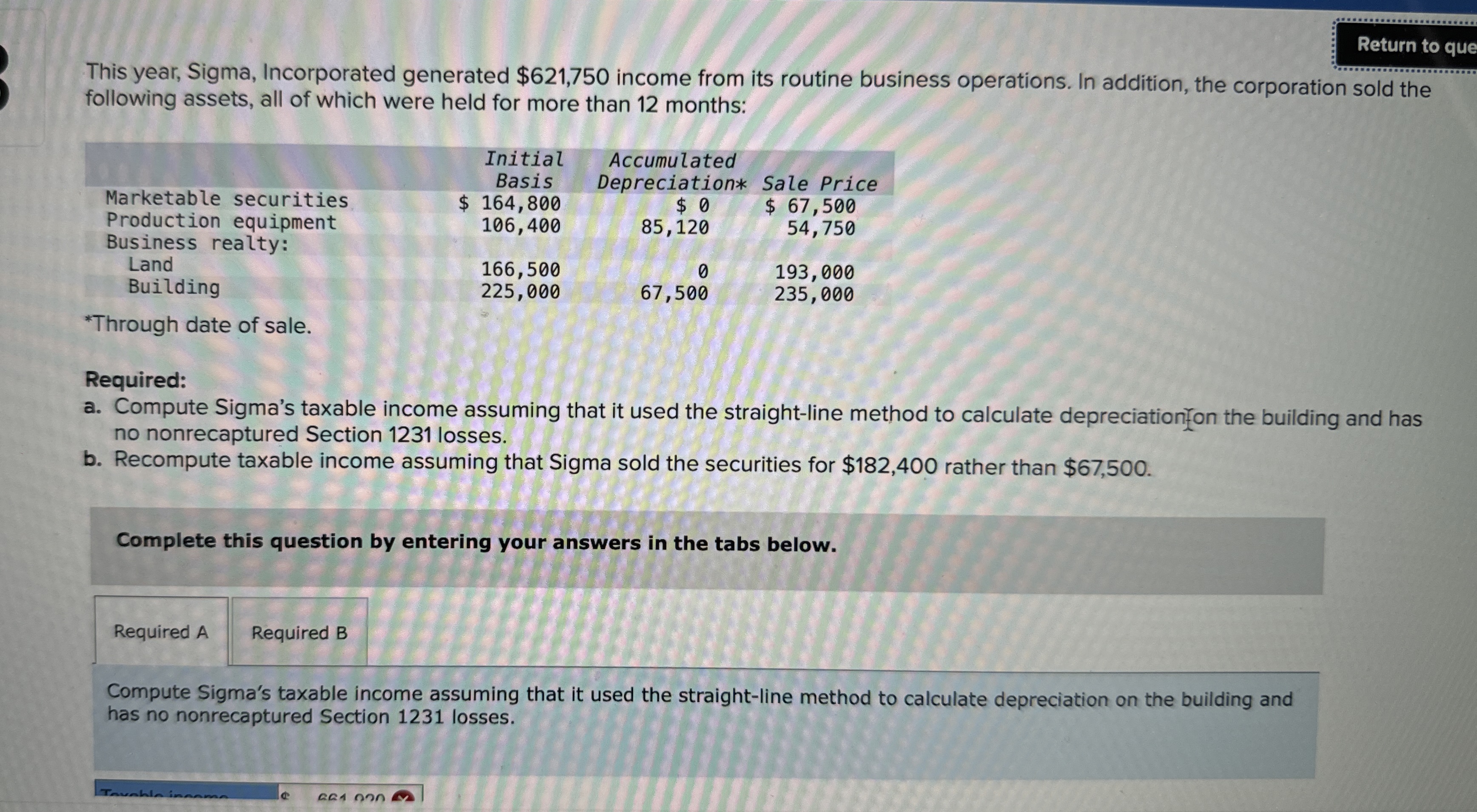 Return to que This year, Sigma, Incorporated
