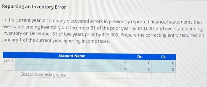 In the current year, a company discovered errors
