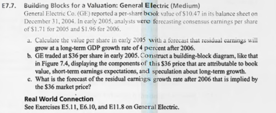 E7.7. Building Blocks for a Valuation: General