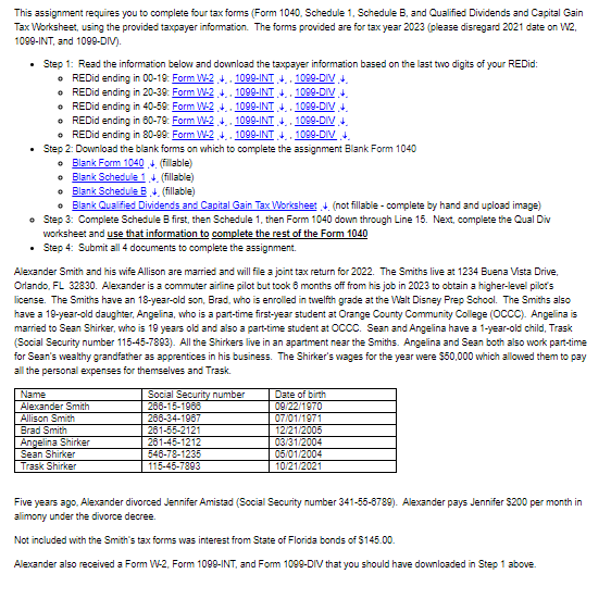 This assignment requires you to complete four tax